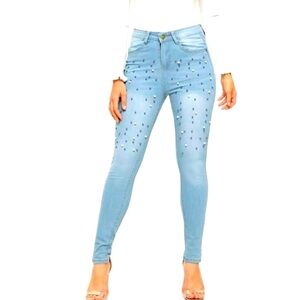 Beaded High Waist Jeans